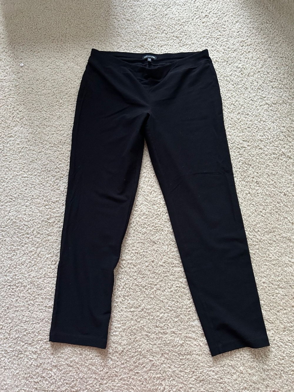 Eileen Fisher Washable Stretch Crepe Slim Fit Ankle Pant Sz Medium Black